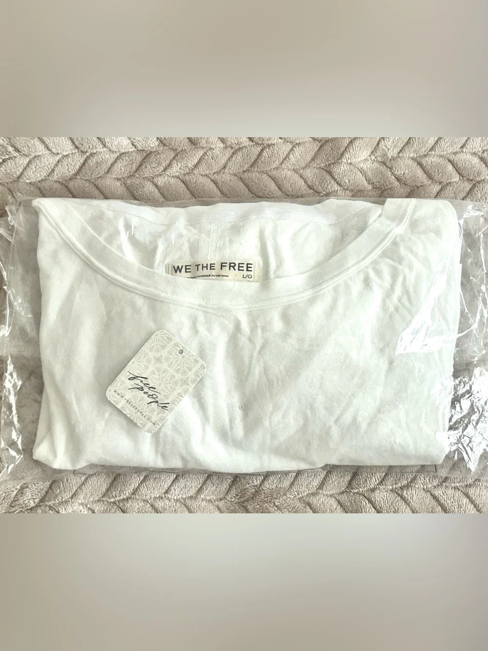 NWT Free People WE THE FREE Sandy Long Sleeve Top Clean Ivory size Large - Picture 5 of 7